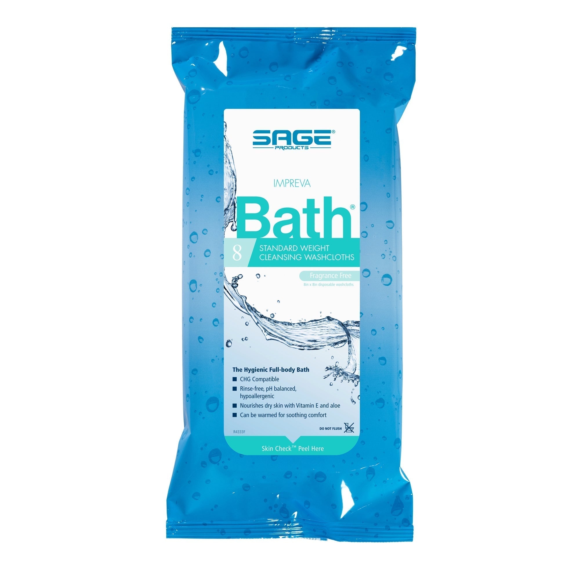 rinse free bath wipe impreva bath soft pack unscented 8 count packaging type case