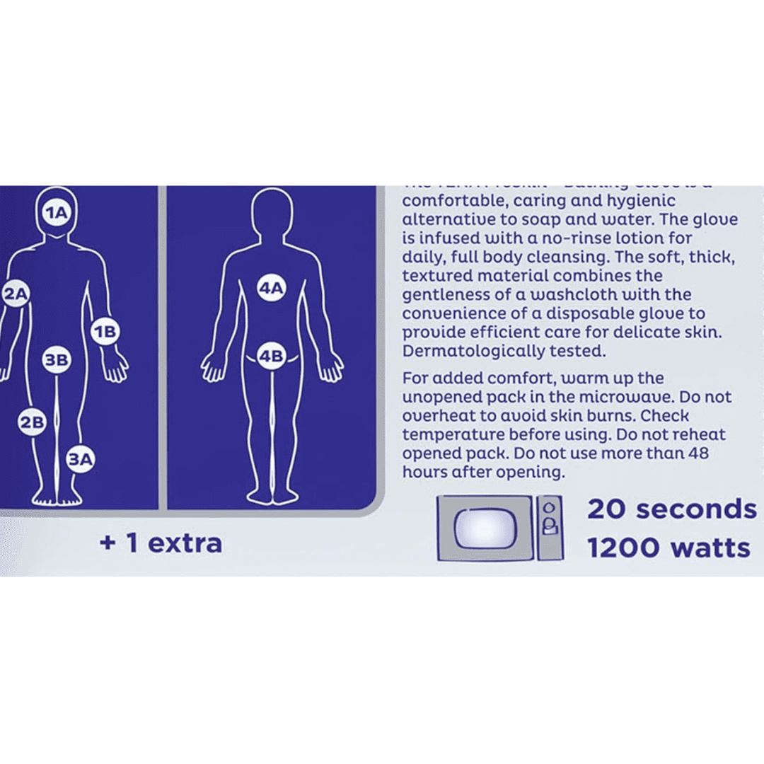 rinse free bathing glove wipe tena proskin soft pack scented 5 count packaging type case