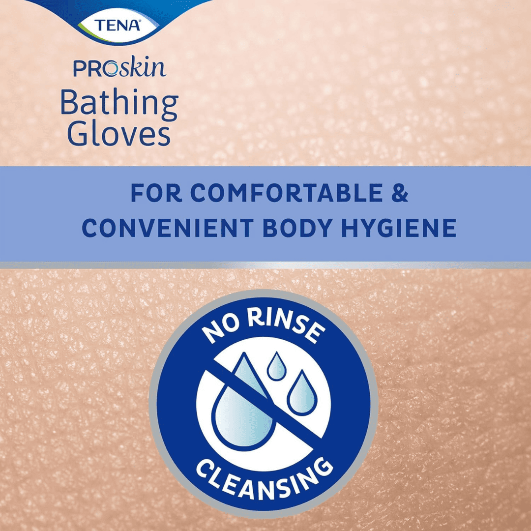 rinse free bathing glove wipe tena proskin soft pack scented 5 count packaging type case