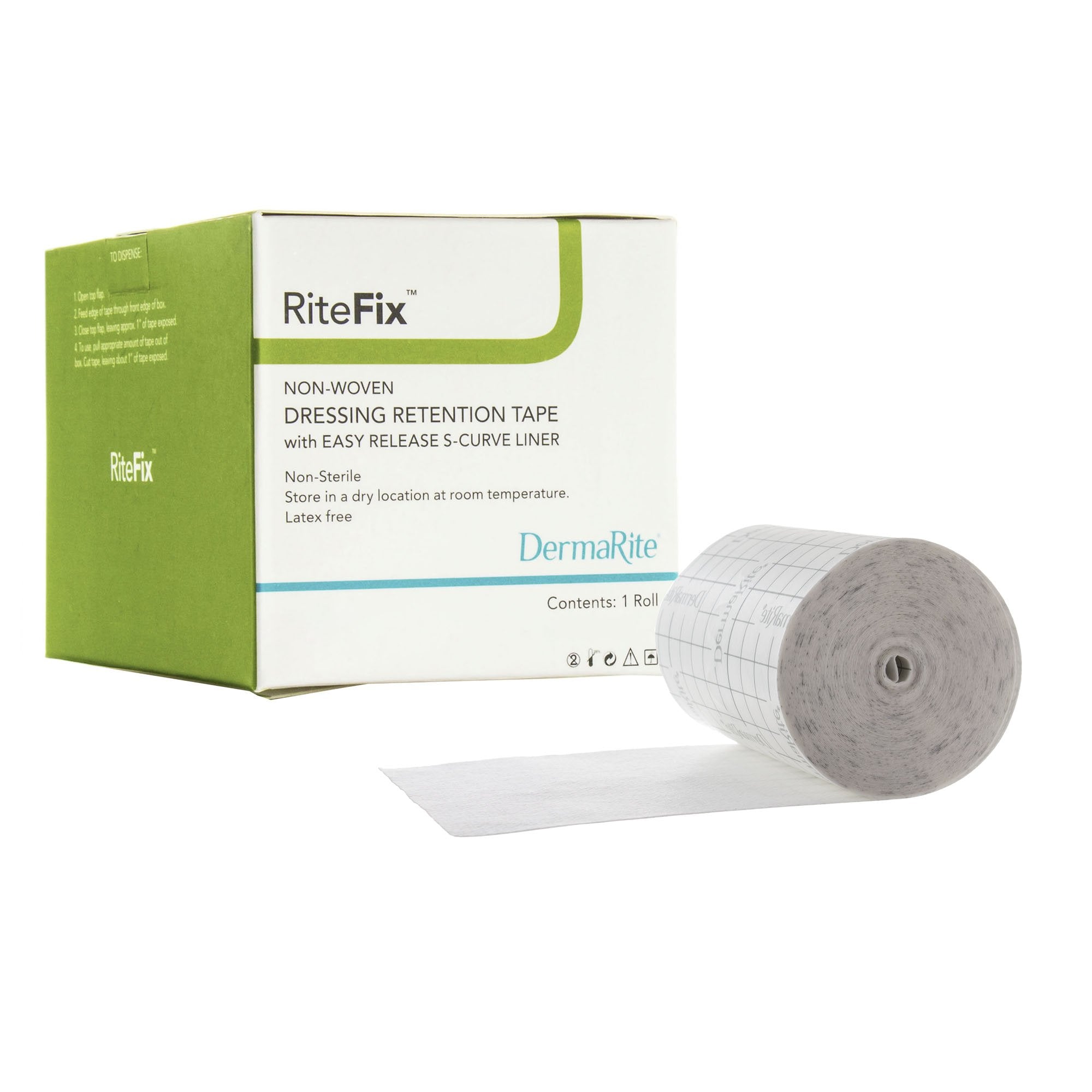 Water Resistant Dressing Retention Tape with Liner RiteFix White 1 Inch X 11 Yard Nonwoven NonSterile