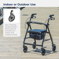 rollator 4 wheel with pouch padded seat black drive