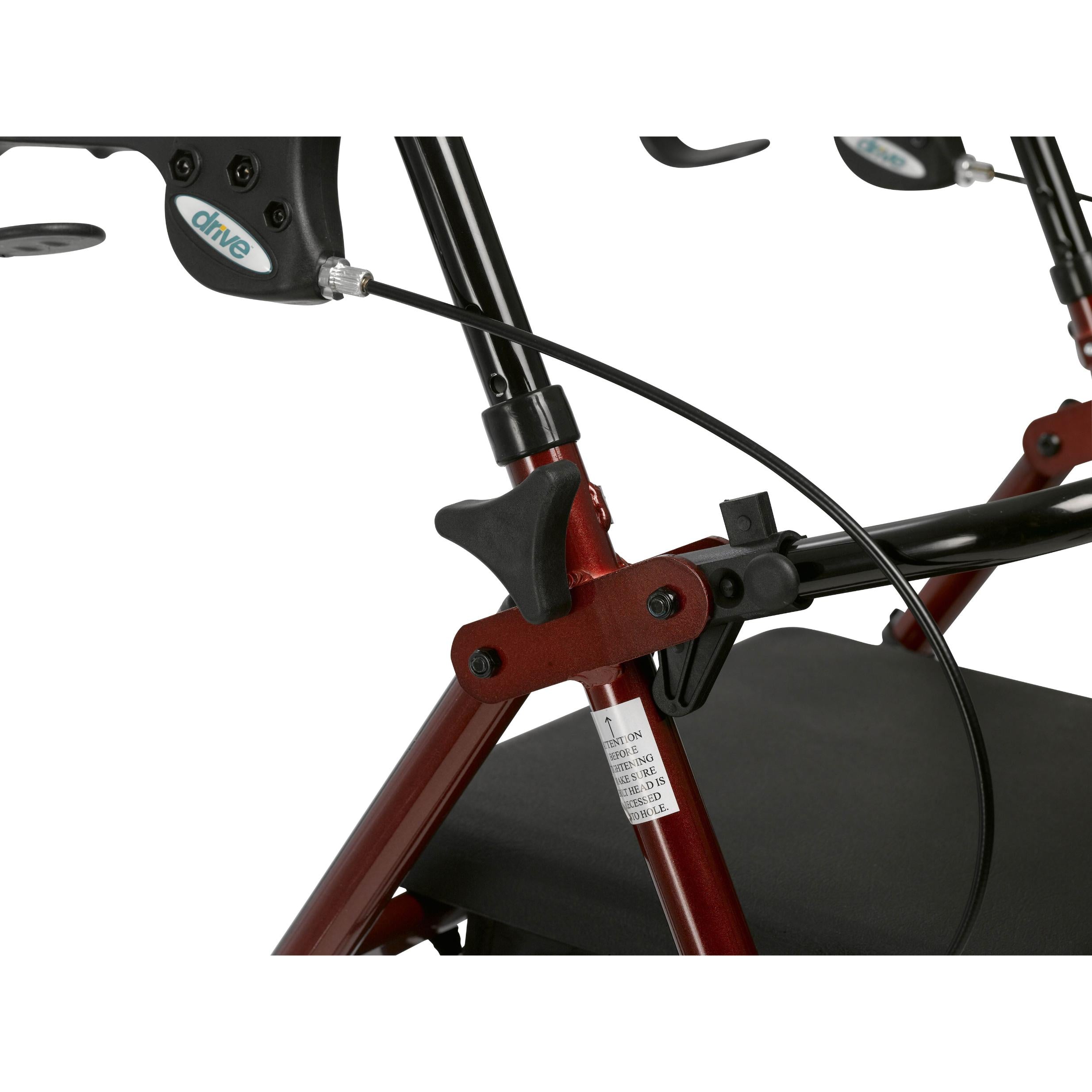 Rollator 4 wheel With Pouch & Padded Seat Red Drive All Care Store