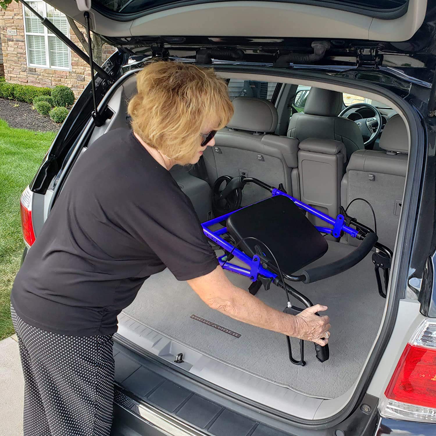 rollator aluminum height adjustable blue