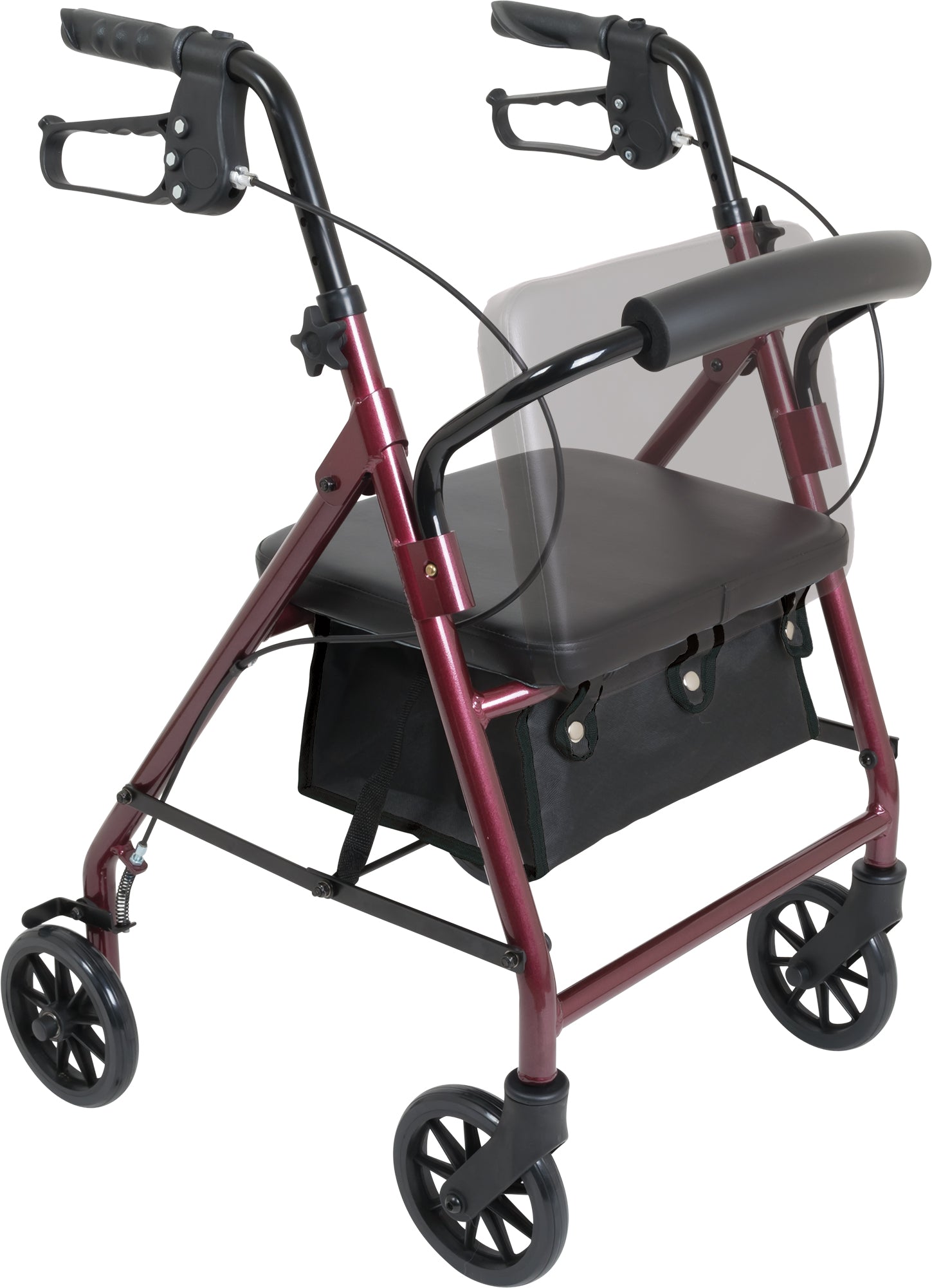 rollator junior aluminum 6 wheels burgundy