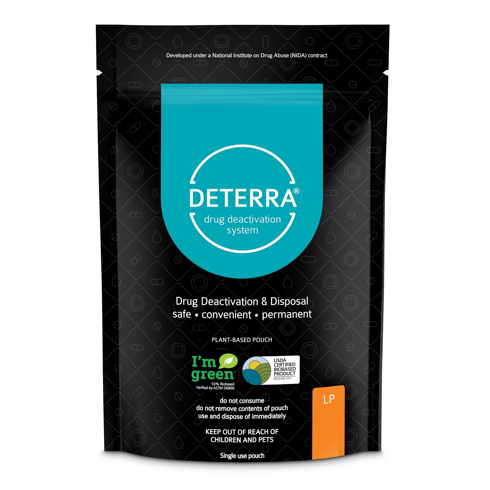 Drug Disposal Pouch Deterra Large, 90 Pill or 12 Patch or 12 oz. Liquid Capacity