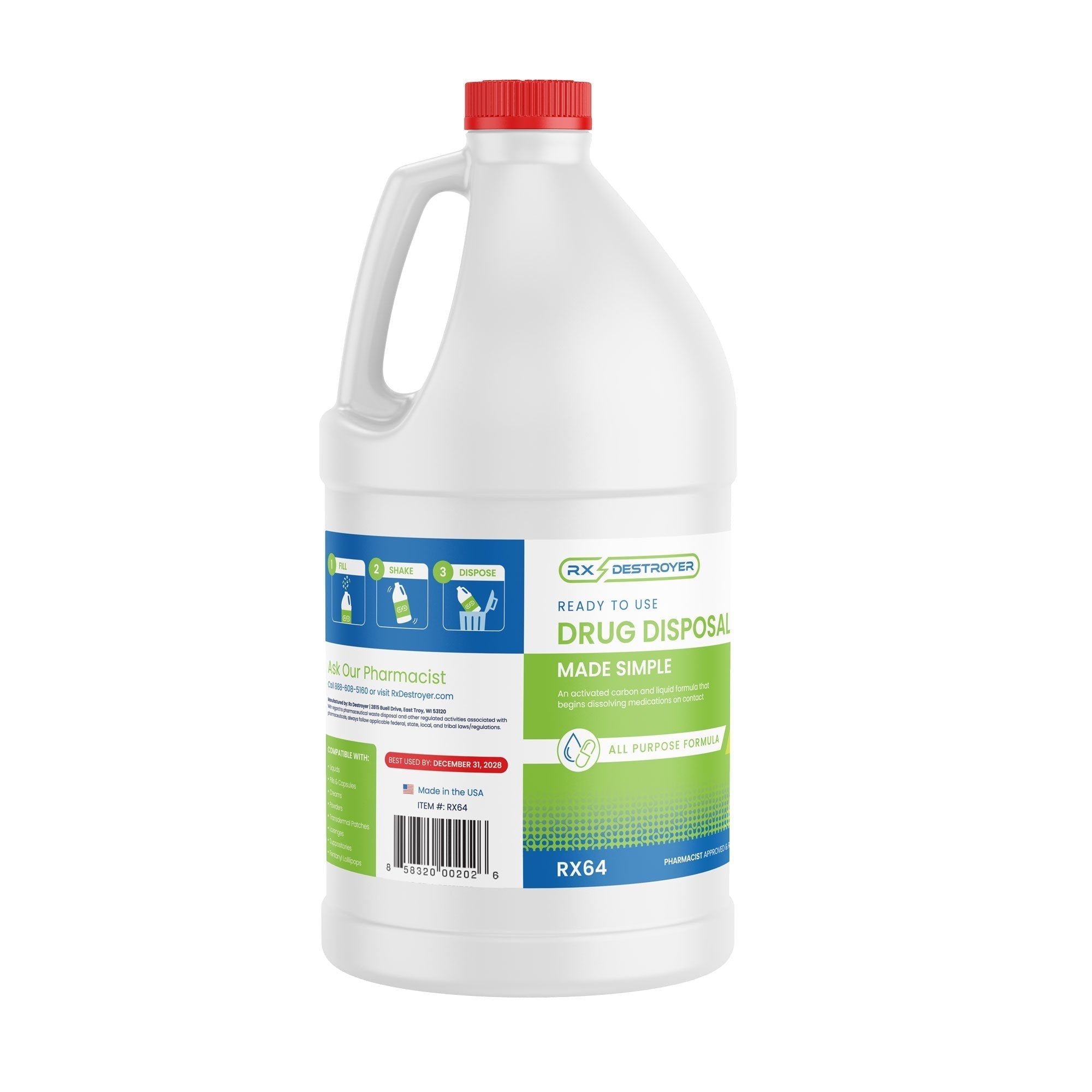 rx destroyer pharmaceutical disposal system 64 ounce bottle rx destroyer all purpose drug disposal system mk883254ea