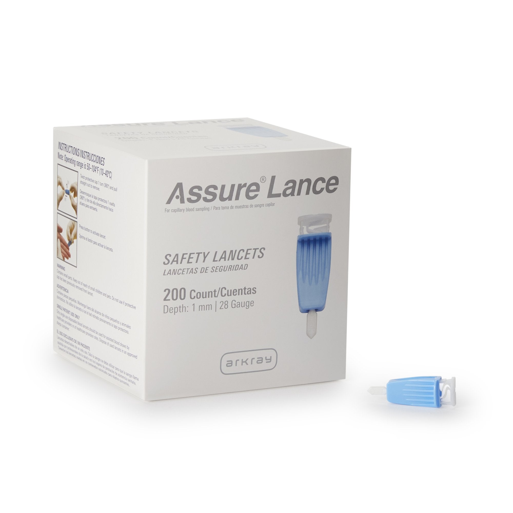 Safety Lancet Assure 28 Gauge Protective Safety Cap Push Button Activation Finger