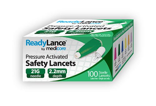 Safety Lancet ReadyLance 21 Gauge Retractable Pressure Activated Finger