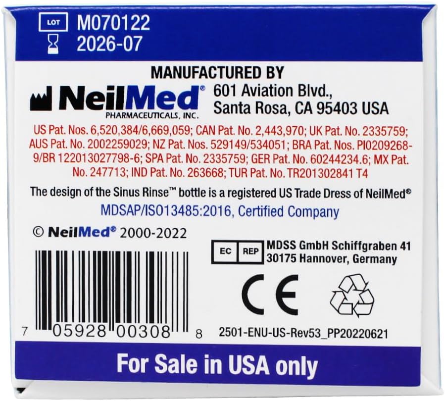 saline nasal rinse kit neilmed® sinus rinse 100 packets