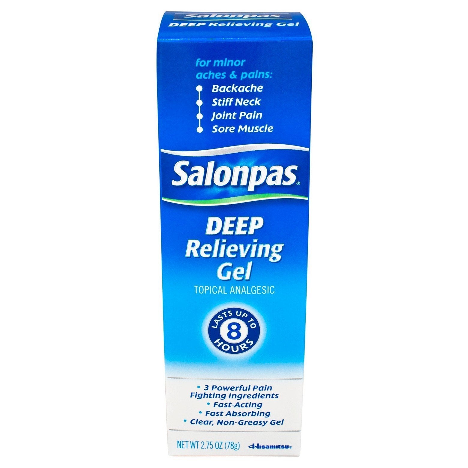 Topical Pain Relief Salonpas 3.1% 10% 15% Strength Camphor / Menthol / Methyl Salicylate Topical Gel 2.75 oz.
