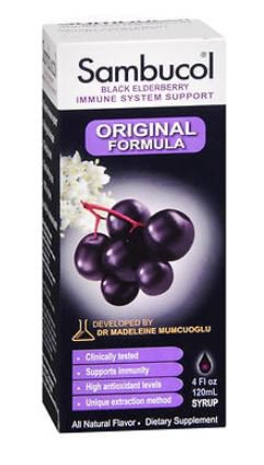 Dietary Supplement Sambucol Natural Ingredients Syrup 4 oz. Black Elderberry Flavor
