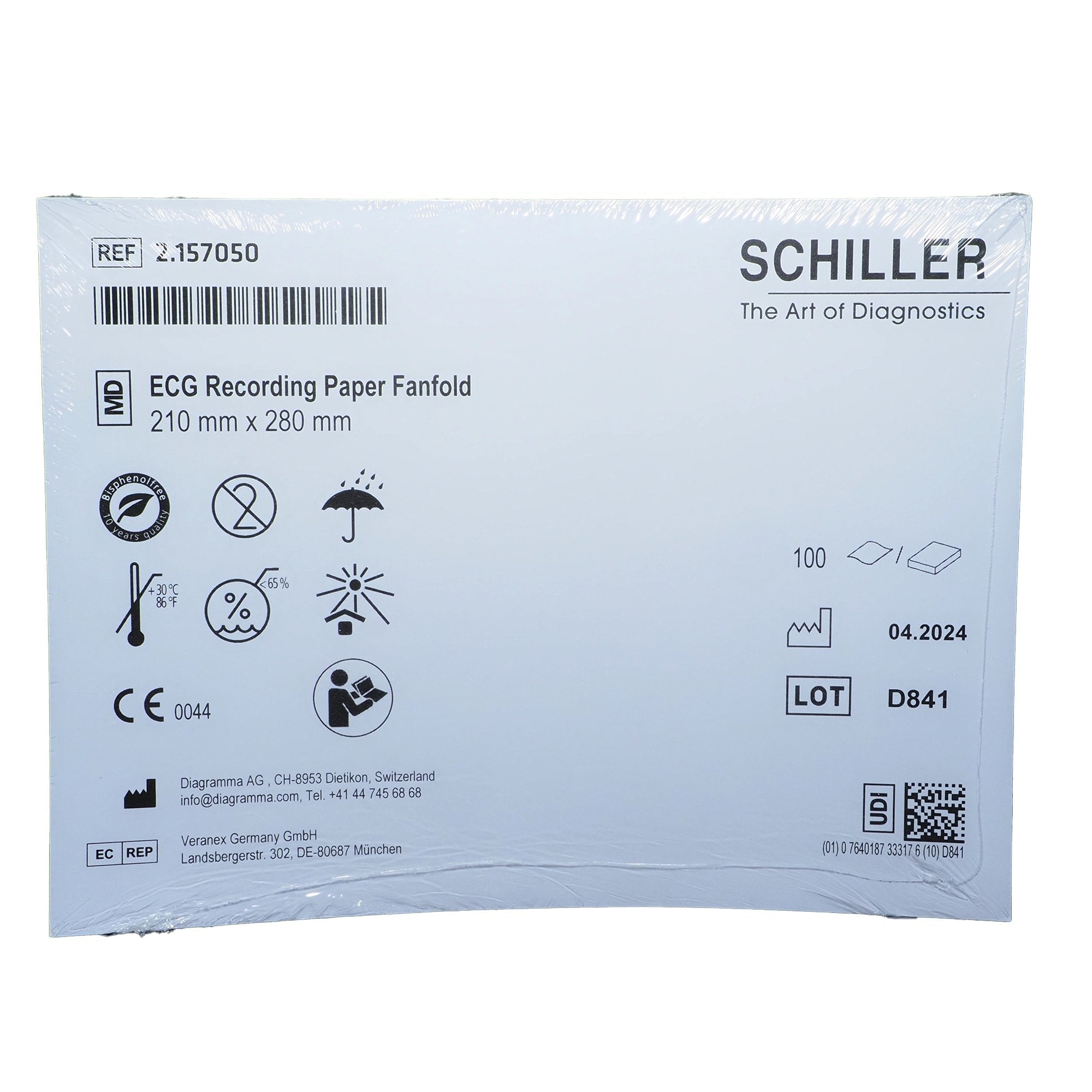 Recording Chart Paper Schiller Z Fold Red Grid