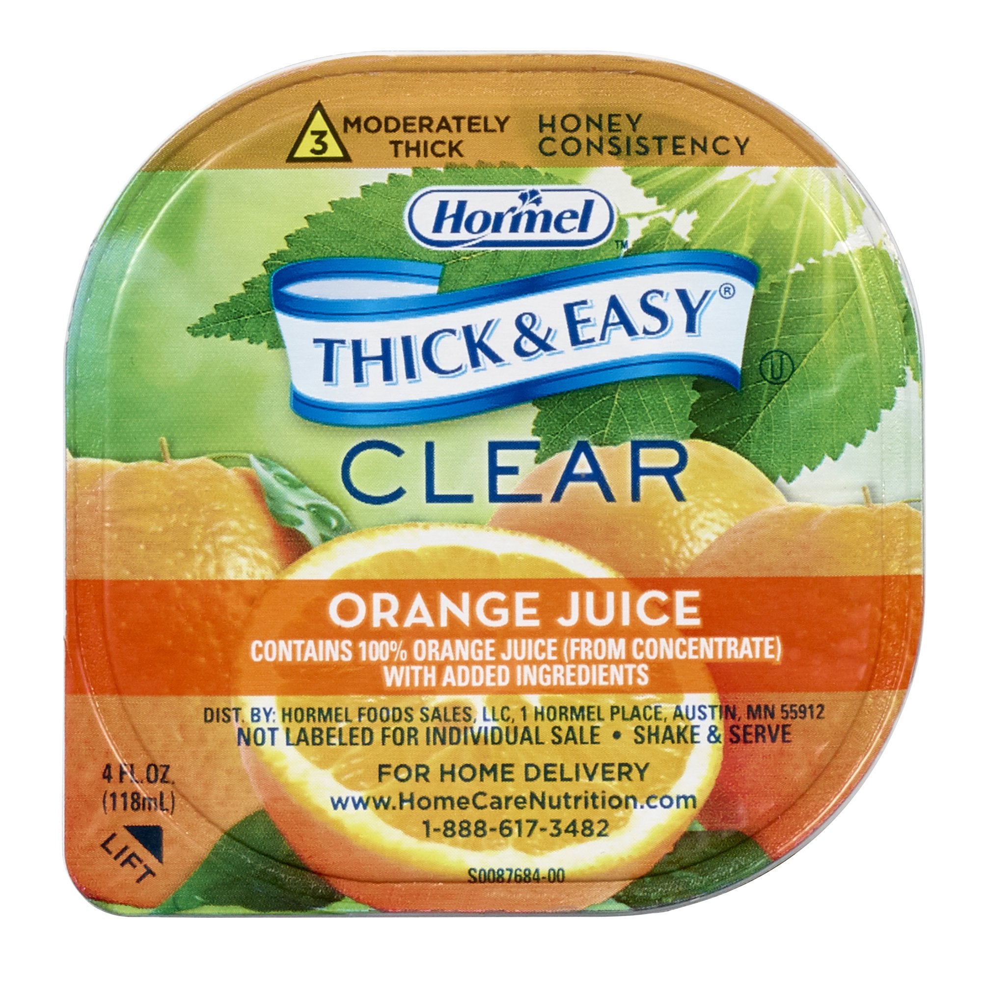 Thickened Beverage Thick & Easy 4 oz. Portion Cup Orange Flavor Liquid IDDSI Level 3 Moderately Thick/Liquidized
