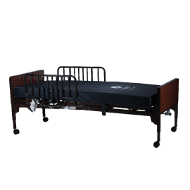 semi electric homecare bed w half rail