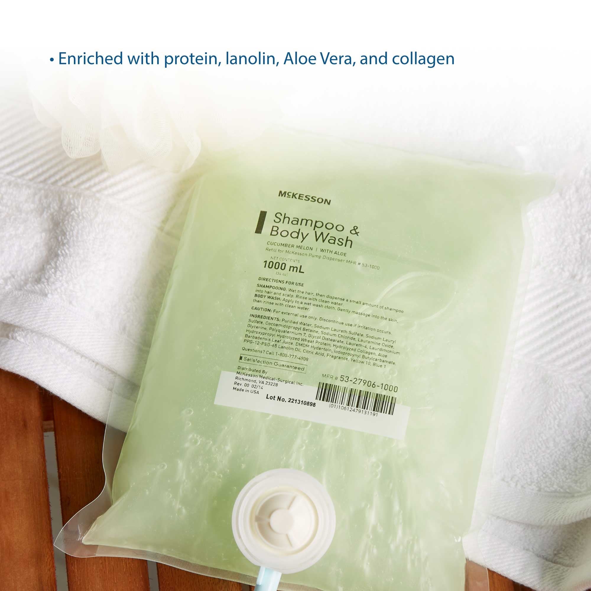 shampoo and body wash mckesson 1 000 ml dispenser refill bag cucumber melon scent packaging type each
