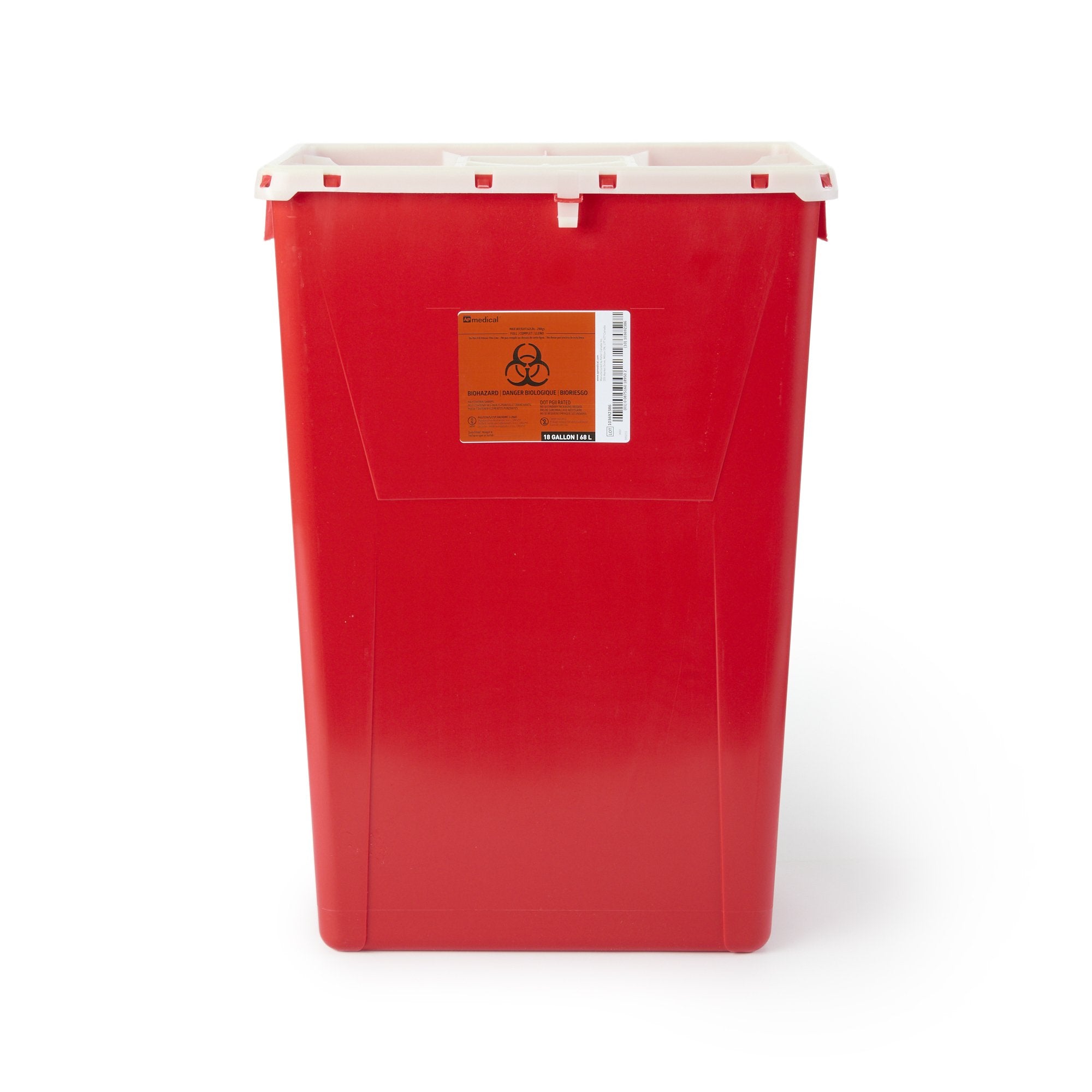 Sharps Container AP Line Red Base 13 L X 17 3/10 W X 24 4/5 H Inch Vertical Entry 18 Gallon