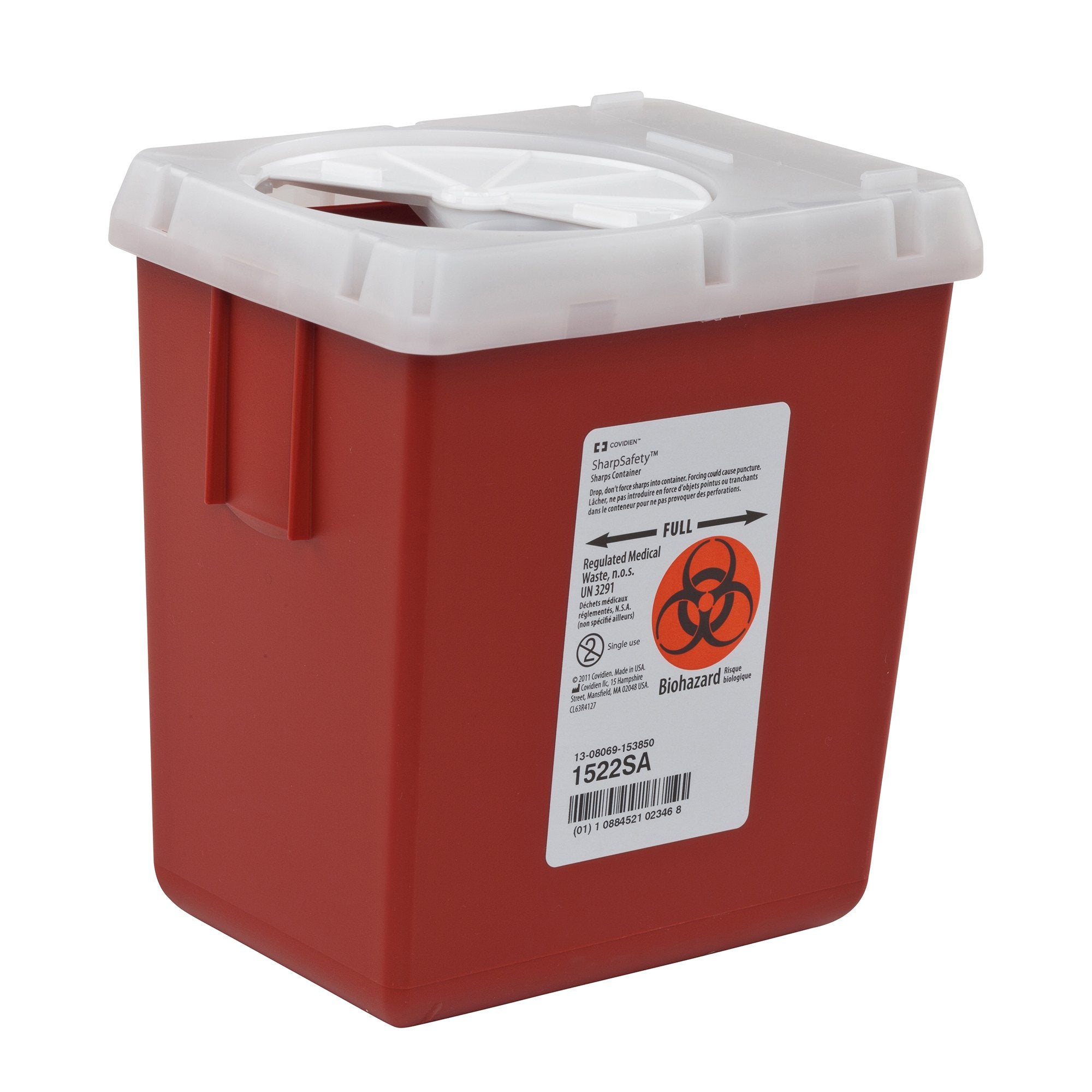 Sharps Container AutoDrop Red Base 7 1/4 H X 6 1/2 W X 4 1/2 D Inch Vertical Entry 0.55 Gallon