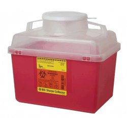 Sharps Container BD Red Base 11 1/2 H X 12 4/5 W X 8 4/5 D Inch Vertical Entry 3.5 Gallon