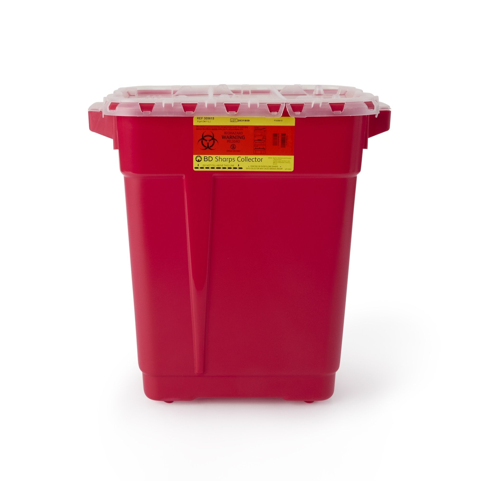 Sharps Container BD Red Base 18 1/2 X 17 3/4 X 11 3/4 Inch Vertical Entry 9 Gallon
