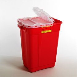 Sharps Container BD Red Base 23 1/2 H X 20 W X 14 3/4 D Inch Vertical Entry 17 Gallon
