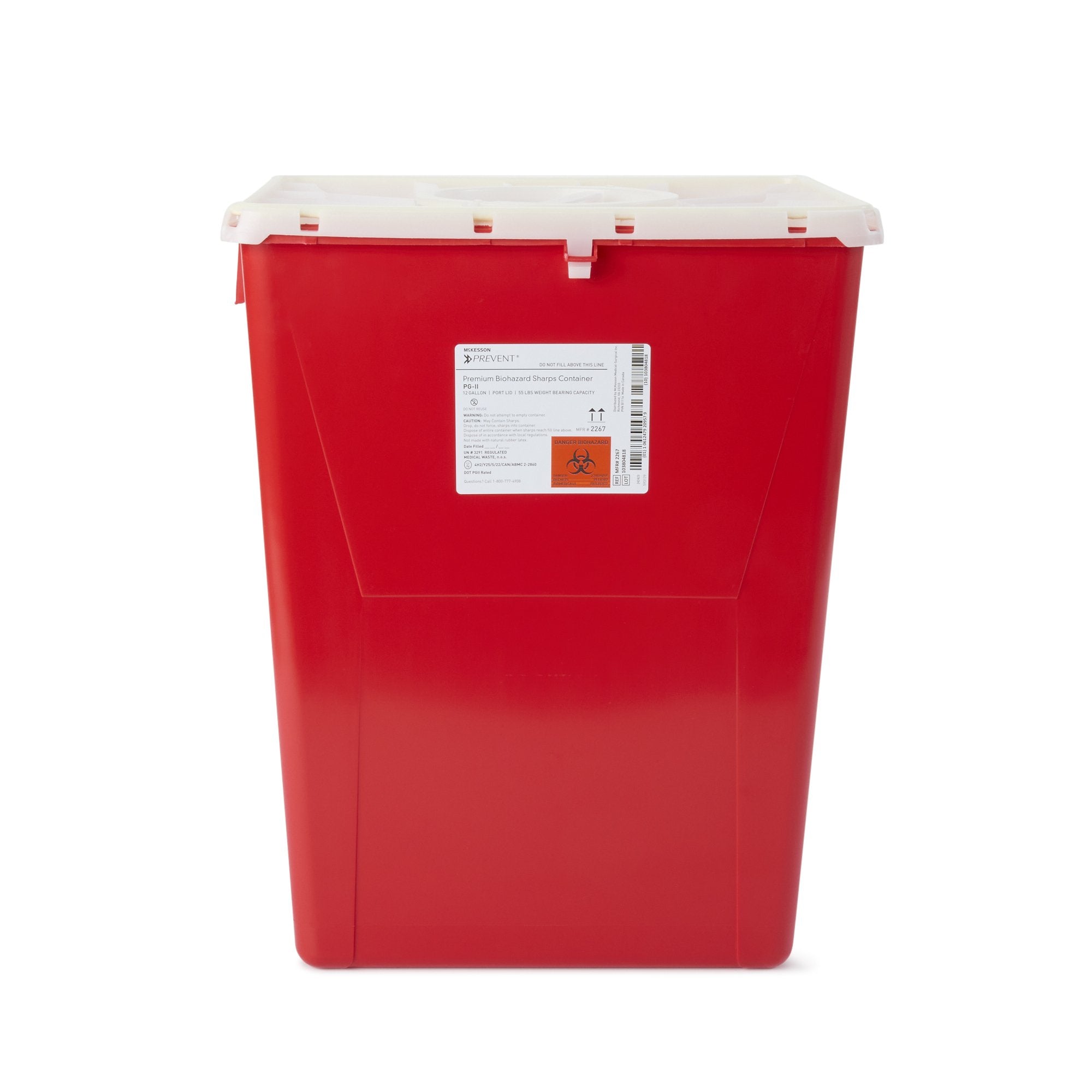 Sharps Container McKesson Prevent Red Base 20 4/5 H X 17 3/10 W X 13 L Inch Vertical Entry 12 Gallon