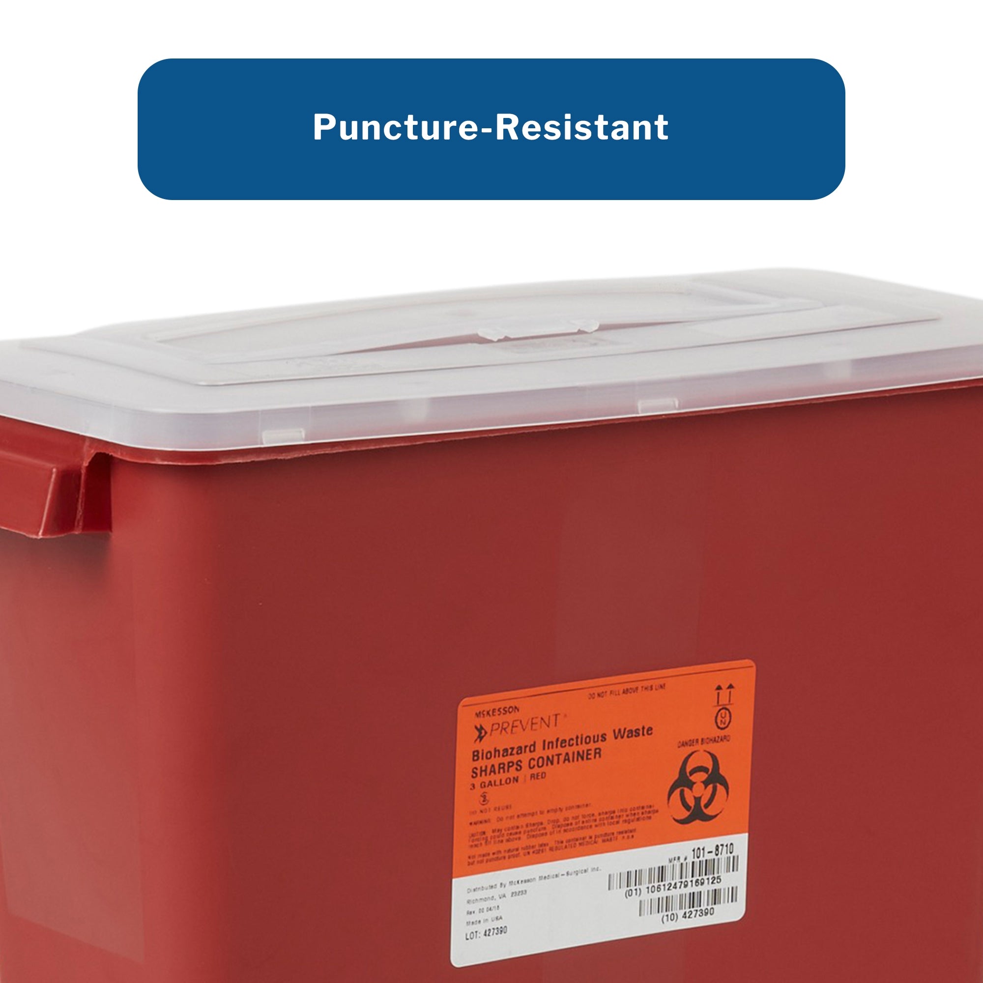 sharps container mckesson red base 13 1 2 h x 12 1 2 w x 6 d inch horizontal entry 3 gallon packaging type each
