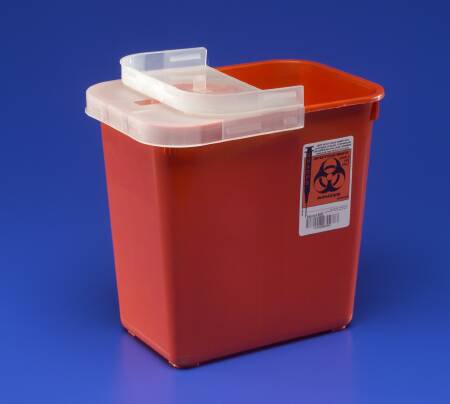 Sharps Container SharpSafety Red Base 10 H X 10 1/2 W X 7 1/4 D Inch Horizontal Entry 2 Gallon