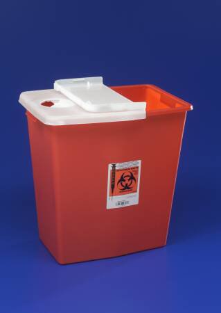 Sharps Container SharpSafety Red Base 18 3/4 H X 18 1/4 W X 12 3/4 D Inch Vertical Entry 12 Gallon