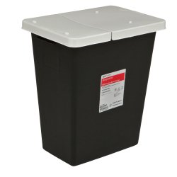 RCRA Waste Container SharpSafety Black Base 17 3/4 H X 11 D X 15 1/2 W Inch Vertical Entry 8 Gallon