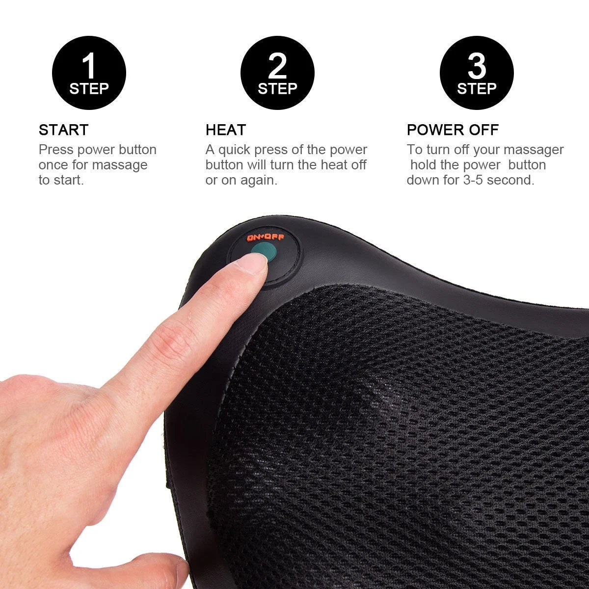 Shiatsu Shoulder Neck Back Massage Pillow with Heat Deep Kneading Massager Car Seat