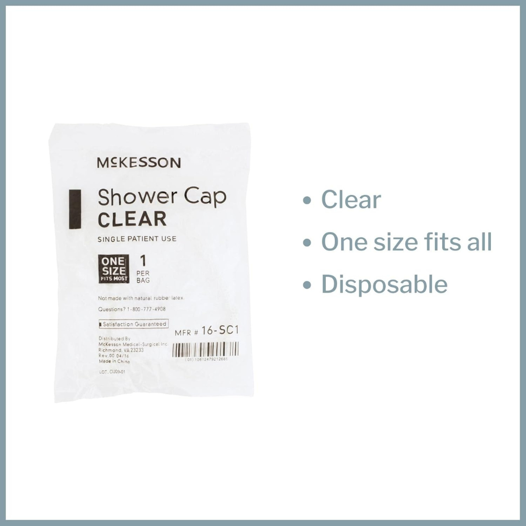 shower cap mckesson one size fits most clear packaging type each