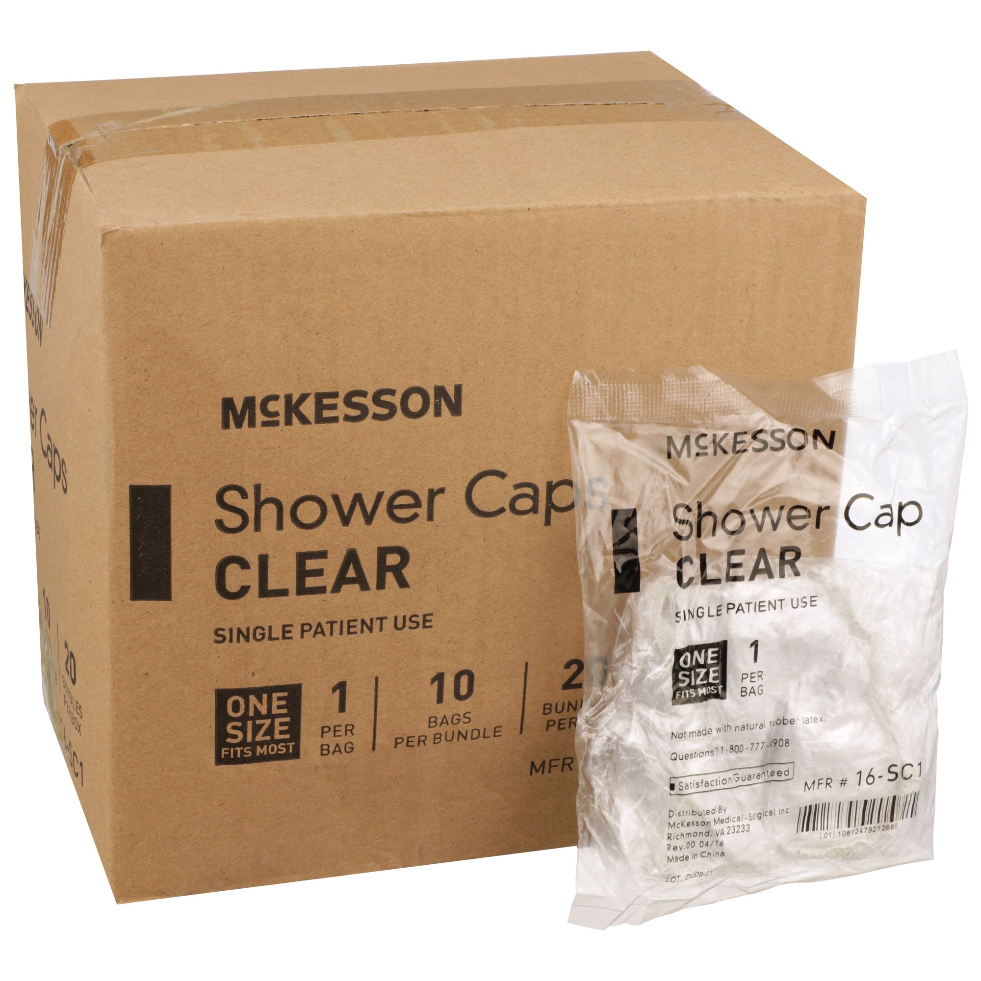 shower cap mckesson one size fits most clear packaging type each