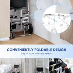 shower chair with wheels hybodies folding shower wheel transport chair commode rolling bath chair for handicap elderly injured