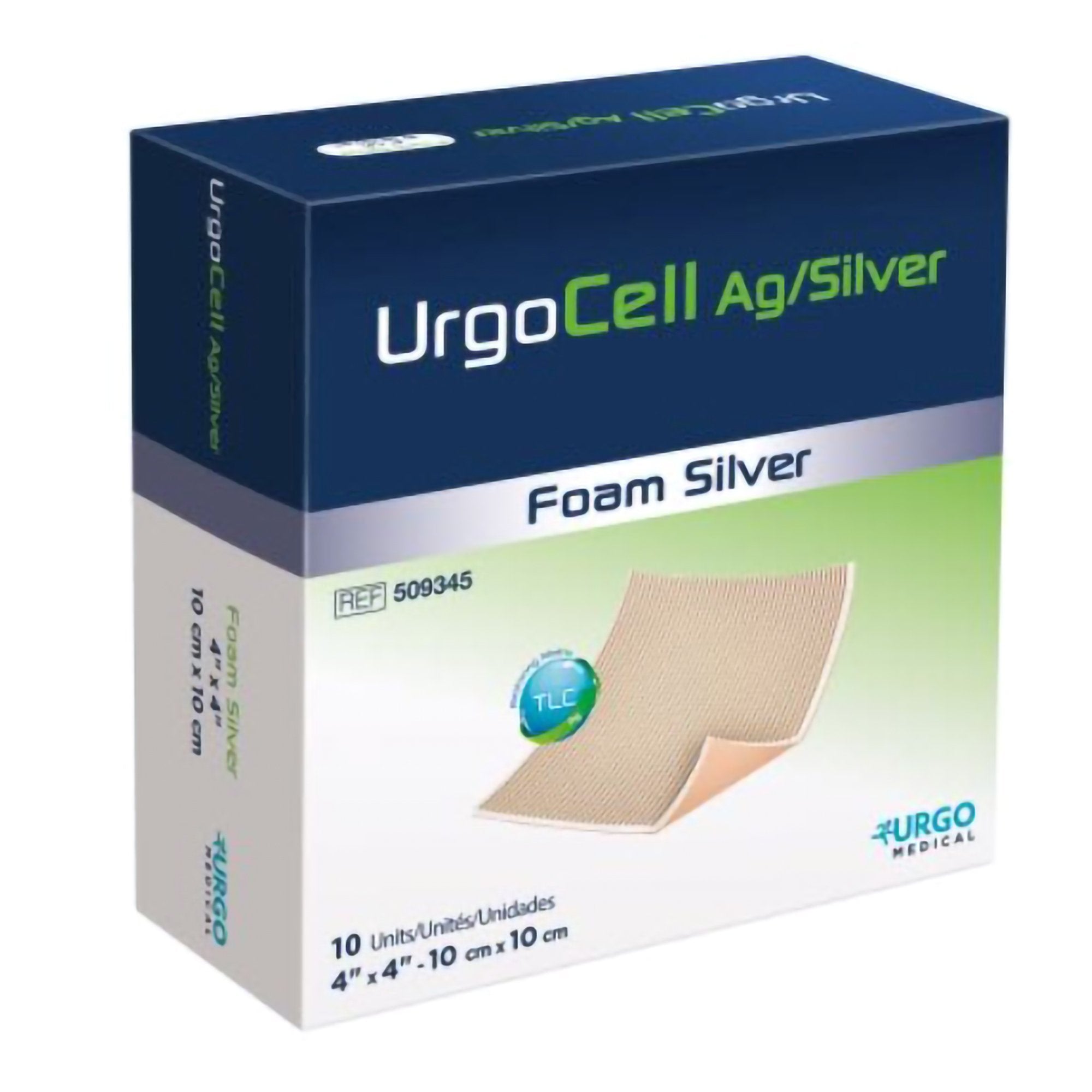 Silver Foam Dressing UrgoCell Ag 4 X 4 Inch Square Sterile
