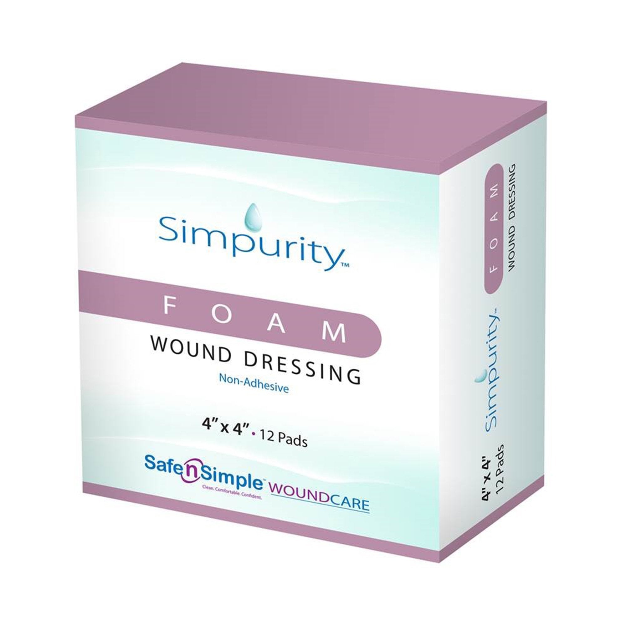 Foam Dressing Simpurity 4 X 4 Inch Without Border Film Backing Nonadhesive Square Sterile