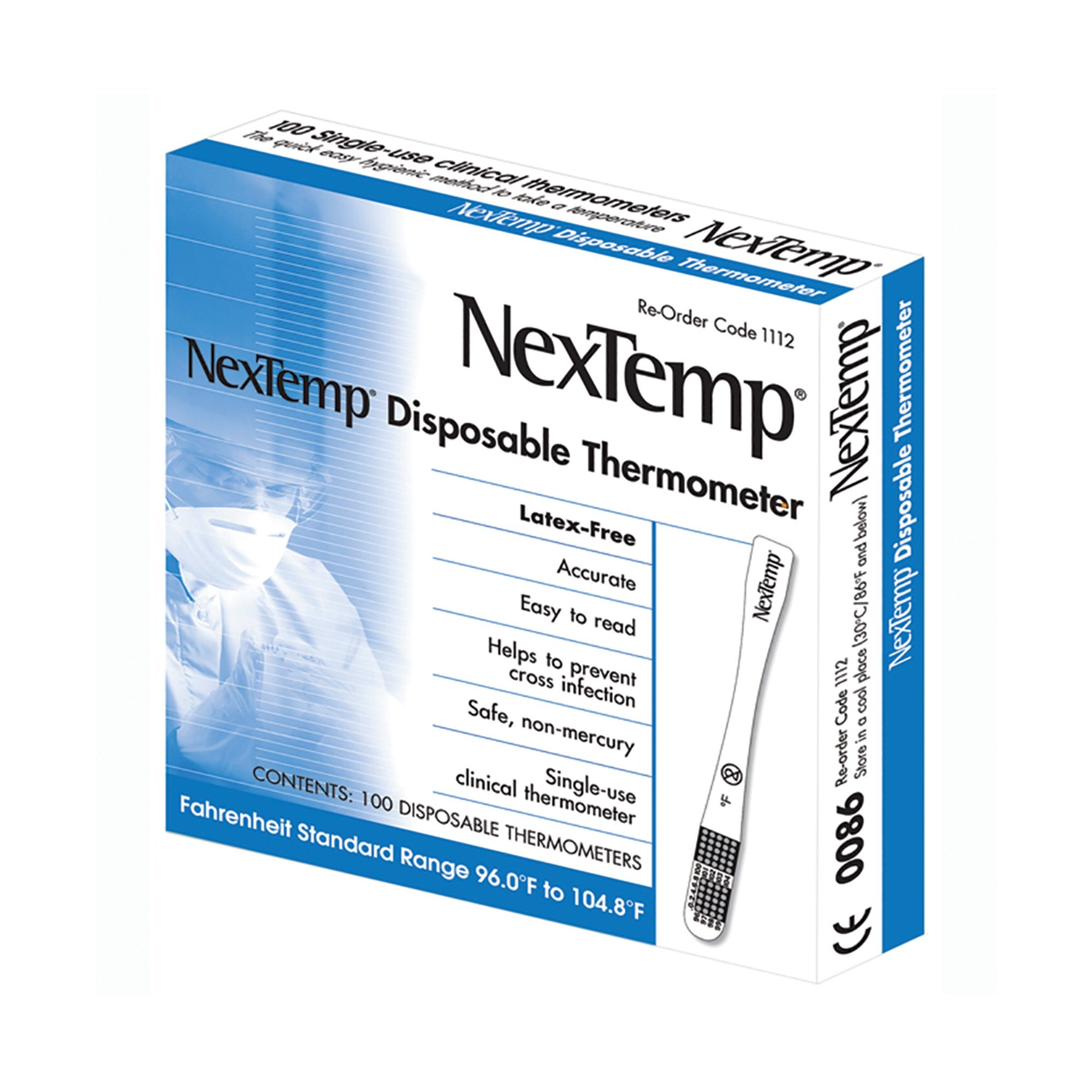 Single Patient Skin Thermometer NexTemp 96 to 104 °F Color Dots Display
