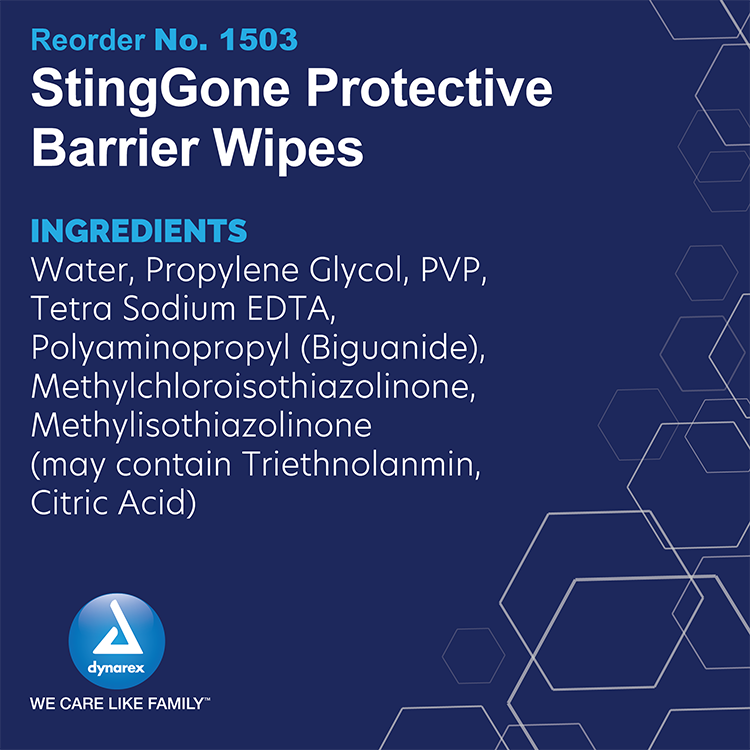 skin barrier wipe stinggone™ 20 strength polyaminopropyl biguanide individual packet nonsterile