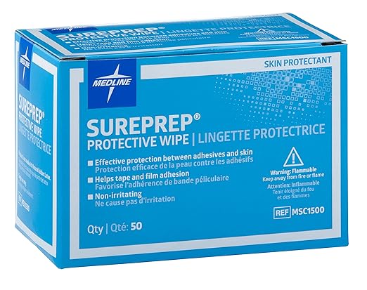 skin barrier wipe sureprep 40 to 80 strength isopropyl alcohol individual packet nonsterile packaging type box