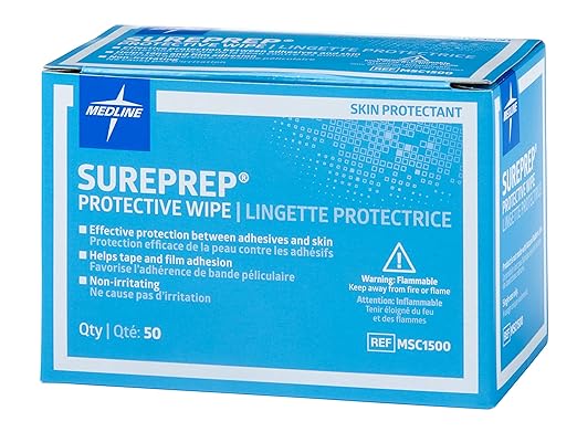 skin barrier wipe sureprep 40 to 80 strength isopropyl alcohol individual packet nonsterile packaging type box