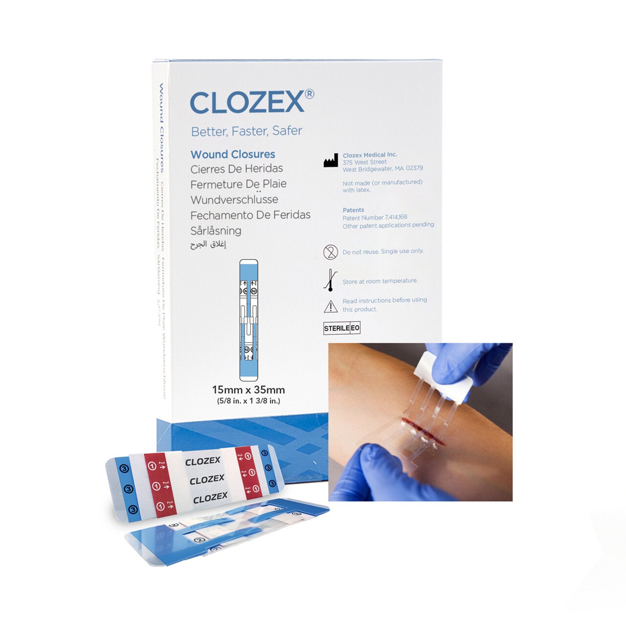 Skin Closure Device Clozex 5/8 X 1 3/8 Inch Polyurethane, Polyester, Medical Grade Acrylic Interlaced Closure Strip Clear