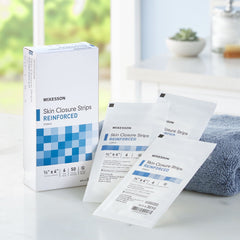 skin closure strip mckesson 1 2 x 4 inch nonwoven material reinforced strip white packaging type box