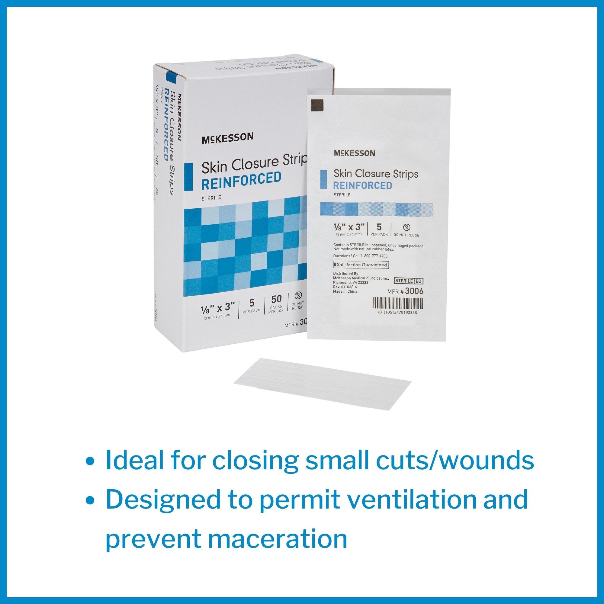 skin closure strip mckesson 1 8 x 3 inch nonwoven material reinforced strip white packaging type box