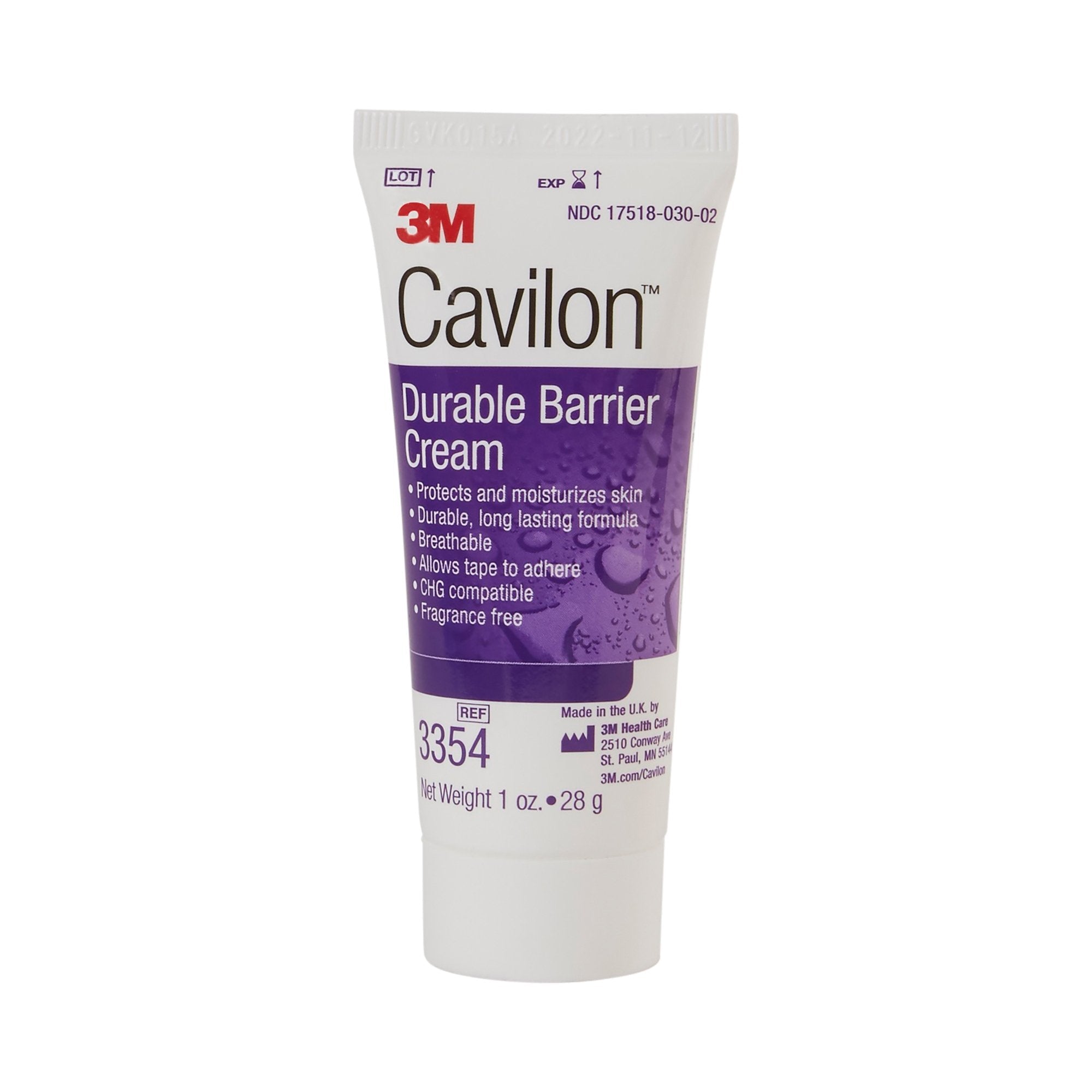 Skin Protectant 3M Cavilon 1 oz. Tube Unscented Cream CHG Compatible