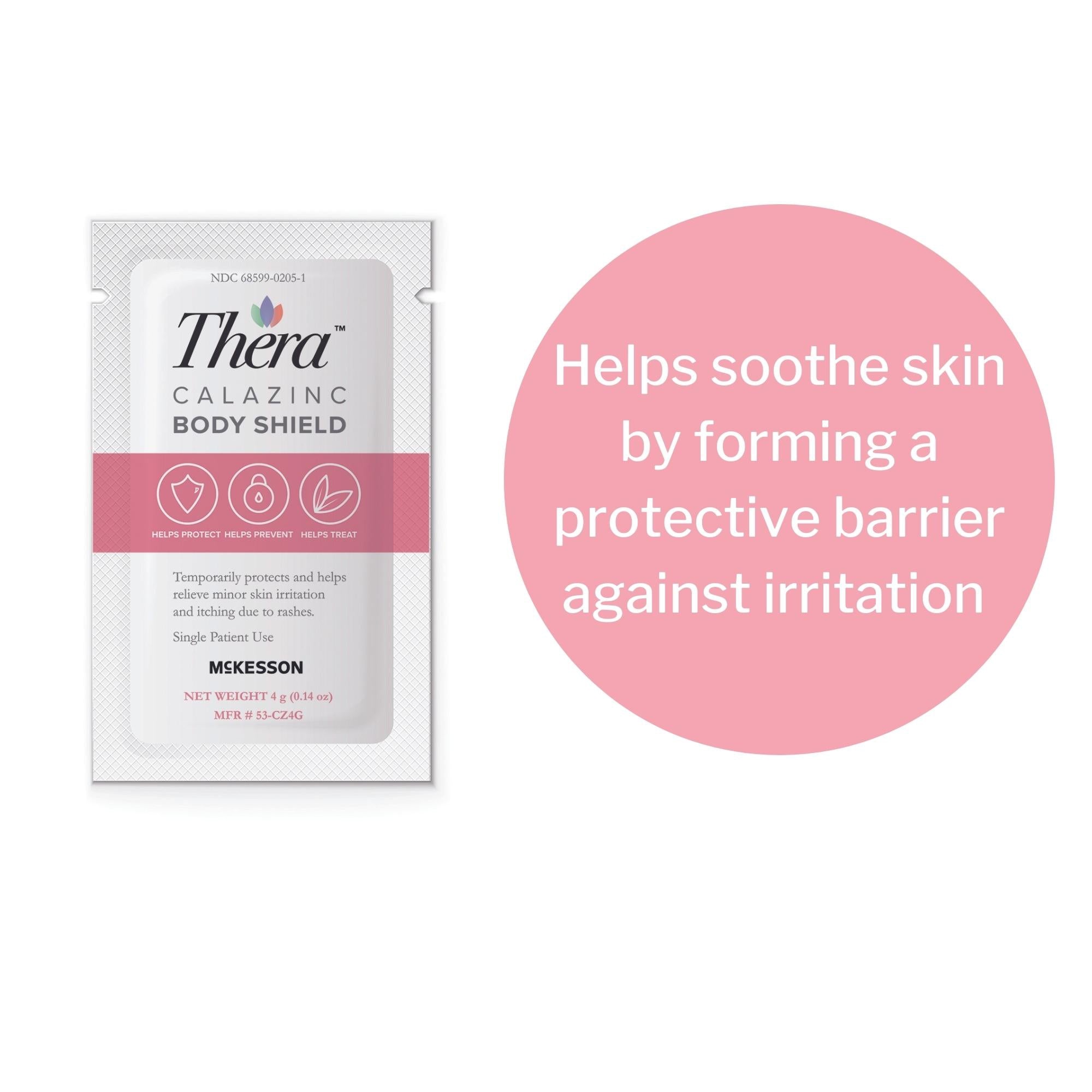 skin protectant thera calazinc body shield 4 gram individual packet scented cream packaging type box