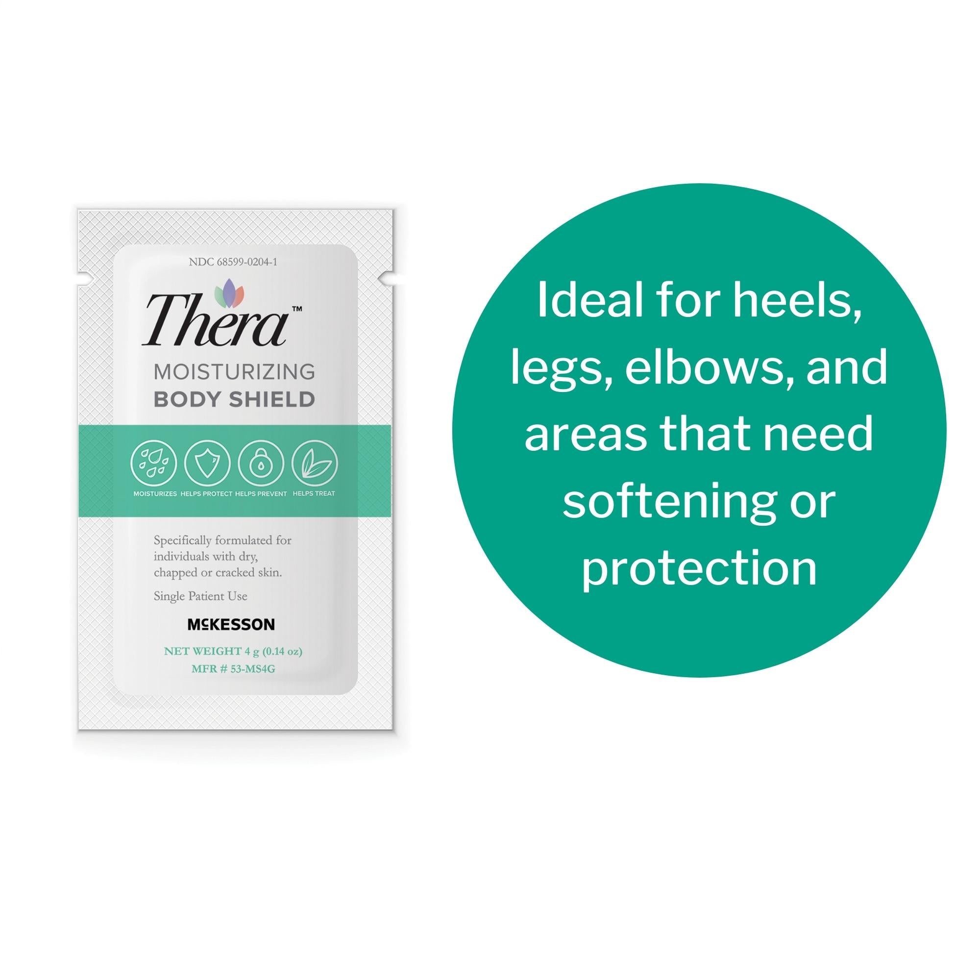 skin protectant thera moisturizing body shield 4 gram individual packet scented cream packaging type box