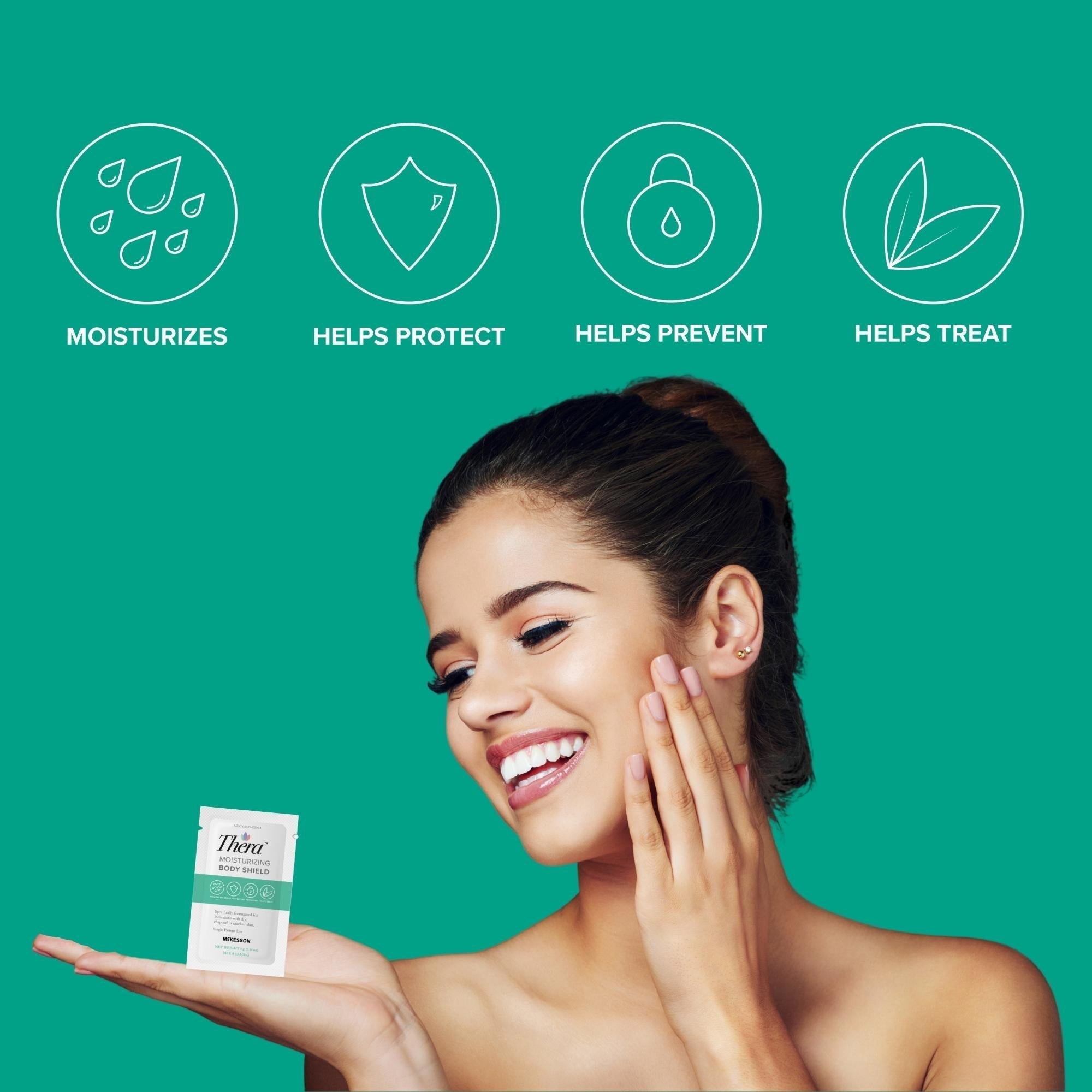 skin protectant thera moisturizing body shield 4 gram individual packet scented cream packaging type box