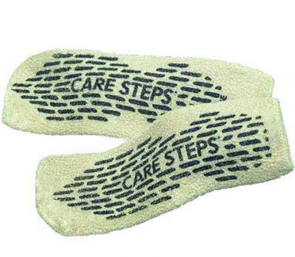 Slipper Socks Care Steps Unisex Adult 2X Large Single Tread Single Patient Use Moss Green