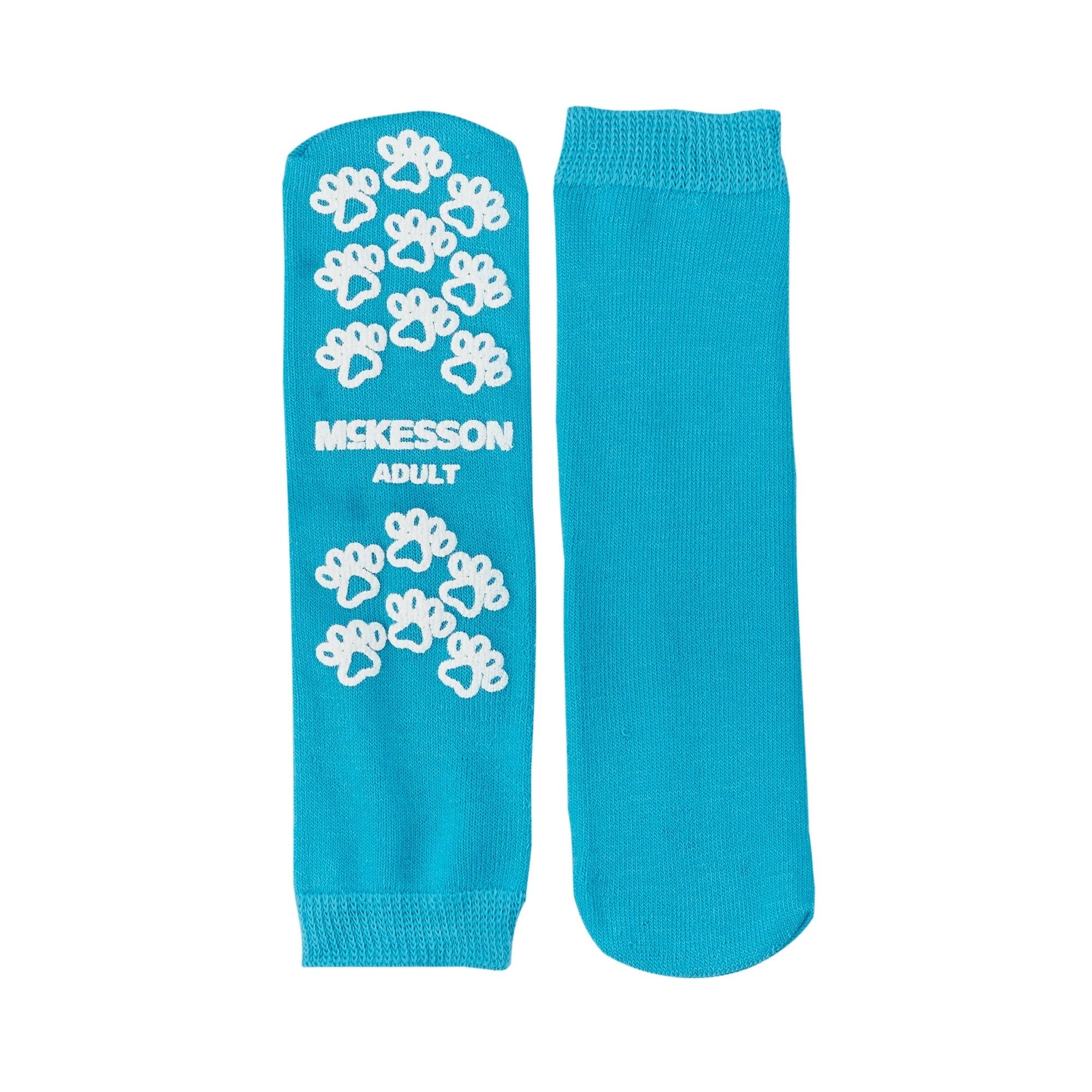 Slipper Socks McKesson Terries Unisex Adult Large Single Tread Single Patient Use Teal