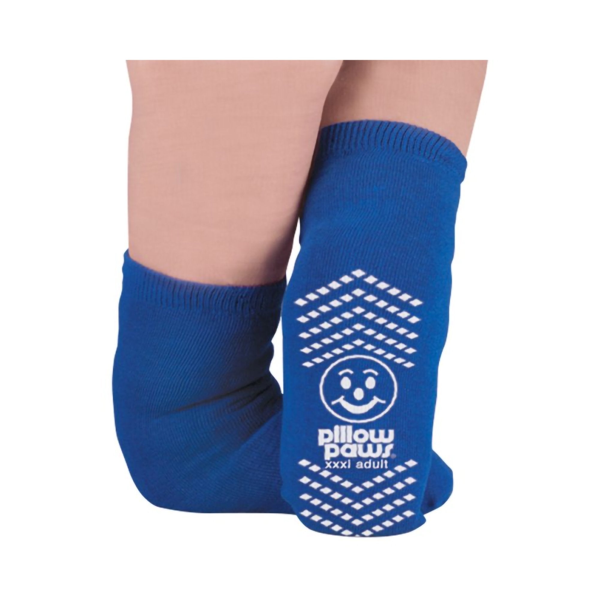 Slipper Socks Pillow Paws Single Imprint Terries Unisex Adult 3X Large / X Wide Single Tread Single Patient Use Royal Blue