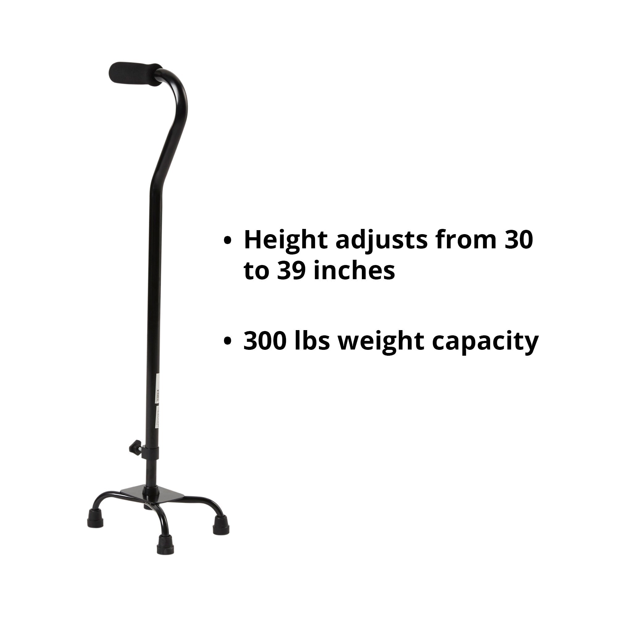 small base quad cane mckesson steel 30 to 39 inch height black packaging type each